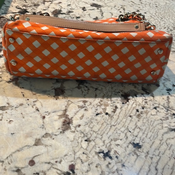 Orange and white checked Kate Spade bag. Medium size - Picture 3 of 4